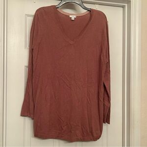 J.Jill Highland V-Neck Sweater Tunic Cinnabar Size Large Petite